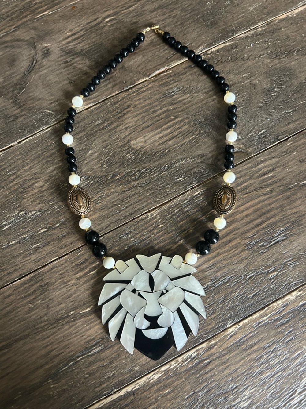 Vintage Lee Sands 1970’s Statement Piece Leo the Lion Mother of Pearl EUC